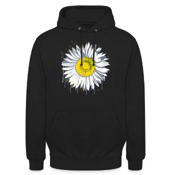 Daisy Stencil Graffiti Blume Margerite - Unisex Hoodie - Schwarz - Vorne - Alina (178cm) & Michal (187cm)
