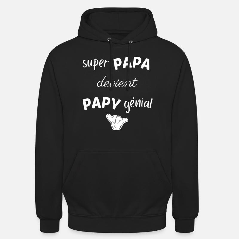SUPER PAPA DEVIENT PAPY GENIAL - Sweat-shirt à capuche unisexe - noir