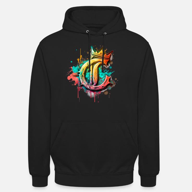 Buchstabe C als cooles Graffiti mit Krone 👑 - Unisex Hoodie - Schwarz