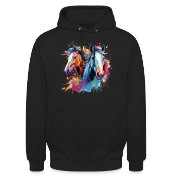 Horses, horses - Unisex Hoodie - black - Front - Alina (178cm) & Michal (187cm)