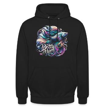 Maman Betta - Sweat-shirt à capuche unisexe - noir - Devant - Alina (178cm) & Michal (187cm)
