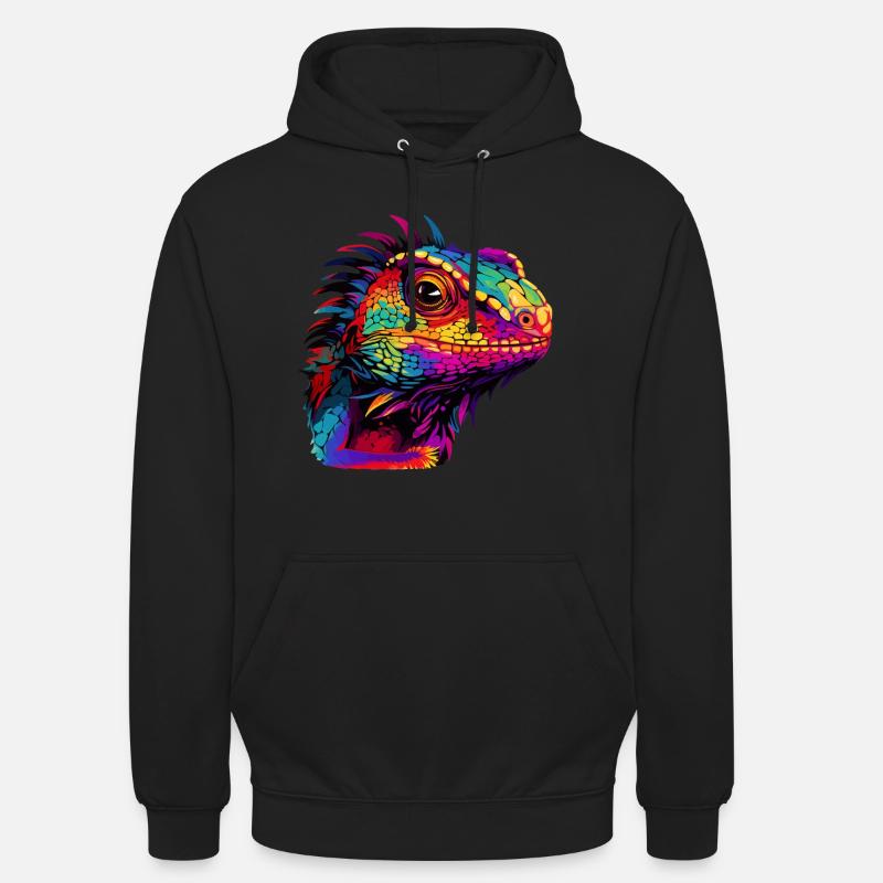 Bunte Eidechse Farbkleckse Farbspritzer - Unisex Hoodie - Schwarz