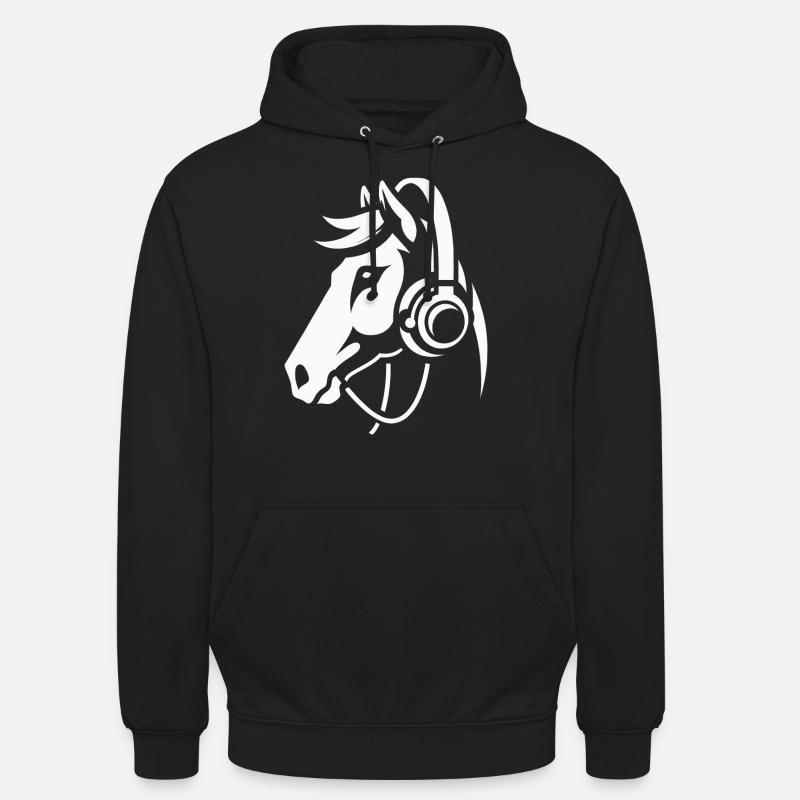 Sonorous Silence – Le cheval avec des écouteurs - Sweat-shirt à capuche unisexe - noir