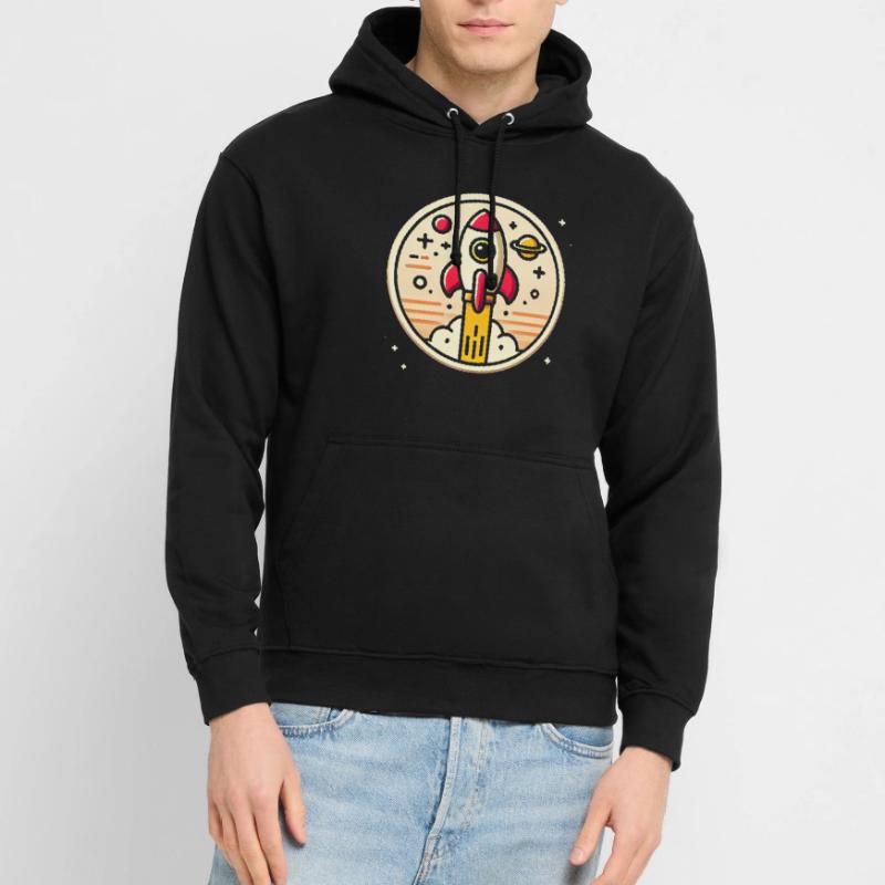Fusée rétro perdue dans l’espace Graphique Sweat-shirt à capuche unisexe
