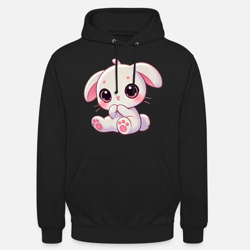Adorable lapin grignotant graphique - Sweat-shirt à capuche unisexe - noir