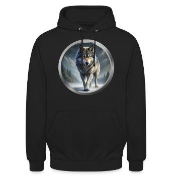 Wolf Animal - 1 - Unisex Hoodie - black - Front - Alina (178cm) & Michal (187cm)