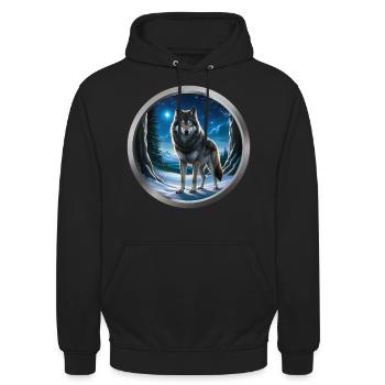 Wolf Animal - 3 - Unisex Hoodie - black - Front - Alina (178cm) & Michal (187cm)