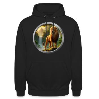 Lion Animal - 4 - Unisex Hoodie - black - Front - Alina (178cm) & Michal (187cm)