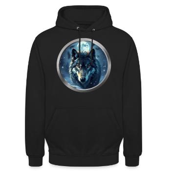 Wolf Animal - 5 - Unisex Hoodie - black - Front - Alina (178cm) & Michal (187cm)