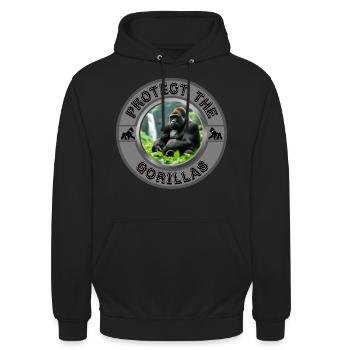 Protect the Gorillas - Unisex Hoodie - black - Front - Alina (178cm) & Michal (187cm)