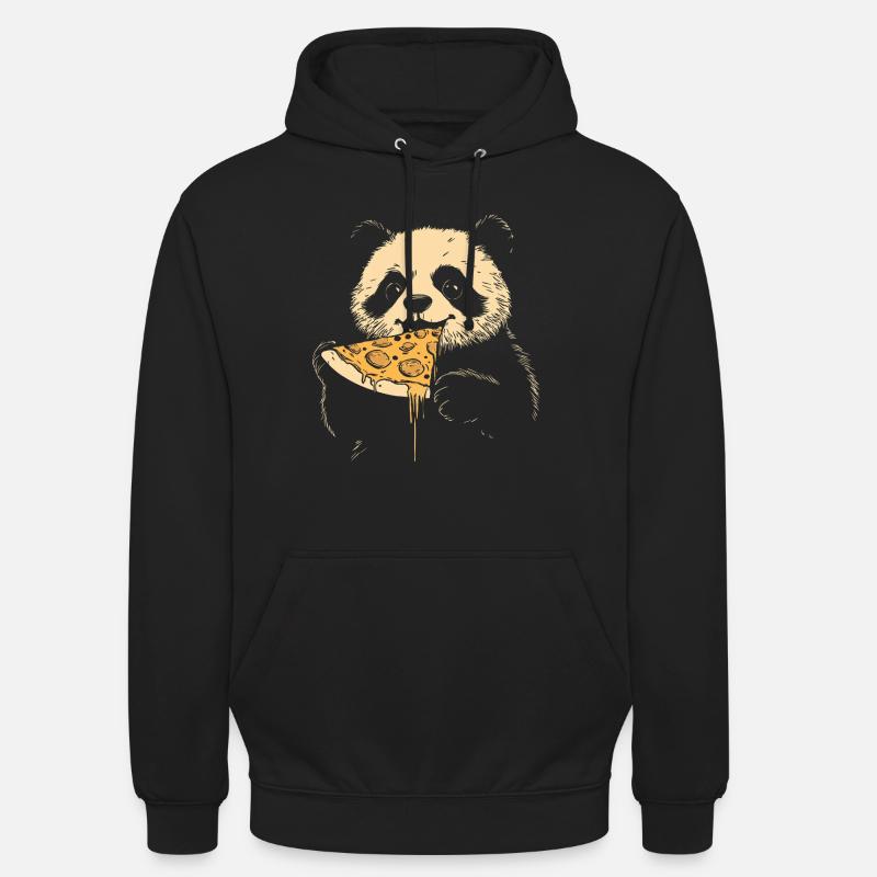Panda eats pizza - Unisex Hoodie - black