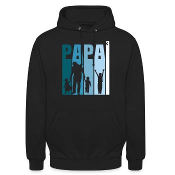Papa und drei Kinder T-Shirt vater und 3 Söhne - Unisex Hoodie - Schwarz - Vorne - Alina (178cm) & Michal (187cm)