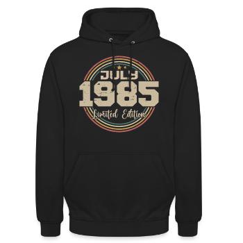 1985 Geburtstag Juli 1985 Geschenk Juli 1985 - Unisex Hoodie - Schwarz - Vorne - Alina (178cm) & Michal (187cm)