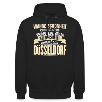 DÜSSELDORF - Schönheit - Unisex Hoodie - Schwarz - Vorne - Alina (178cm) & Michal (187cm)