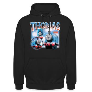 Thomas & Friends™ Design Mit Thomas - Unisex Hoodie - Schwarz - Vorne - Alina (178cm) & Michal (187cm)