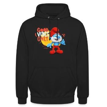 Les Schtroumpfs Le Grand Schtroumpf Good Vibes - Sweat-shirt à capuche unisexe - noir - Devant - Alina (178cm) & Michal (187cm)
