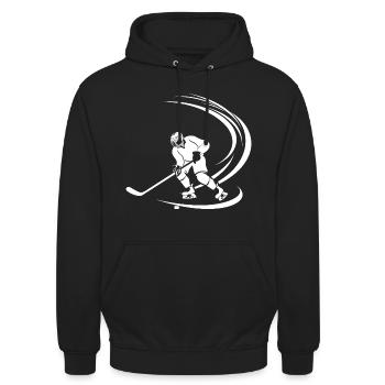 Eishockeyspieler Skizze - Unisex Hoodie - Schwarz - Vorne - Alina (178cm) & Michal (187cm)