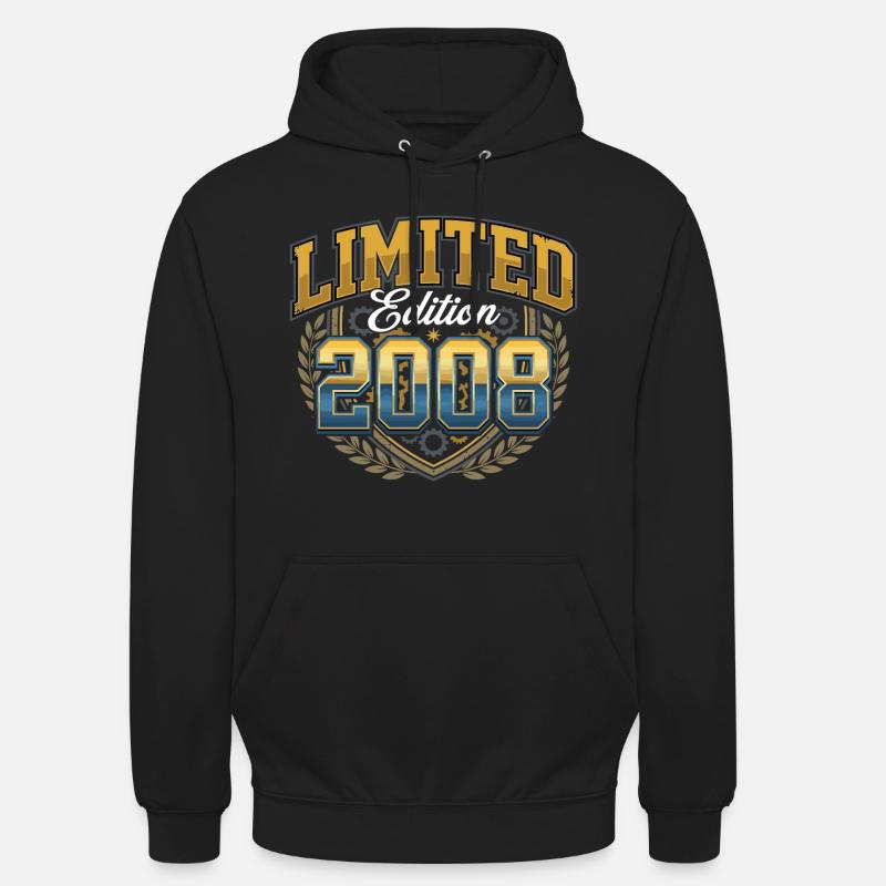 Begrenset opplag 2008 bursdagsår - Unisex-hettegenser - svart