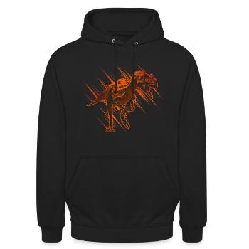 Allosaurus Dinosaurier - Unisex Hoodie - Schwarz - Vorne - Alina (178cm) & Michal (187cm)