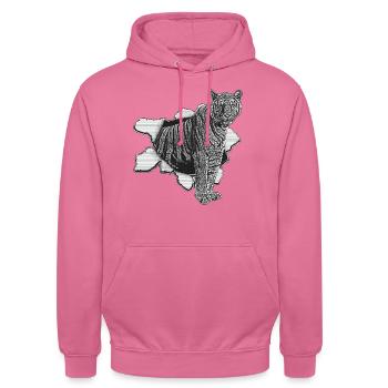 Tigre Tiger Tiger Zoo Animal 3D effet - Sweat-shirt à capuche unisexe - rose - Devant - Alina (178cm) & Michal (187cm)