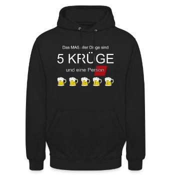 Das Maß aller Dinge sind 5 Krüge - Unisex Hoodie - Schwarz - Vorne - Alina (178cm) & Michal (187cm)