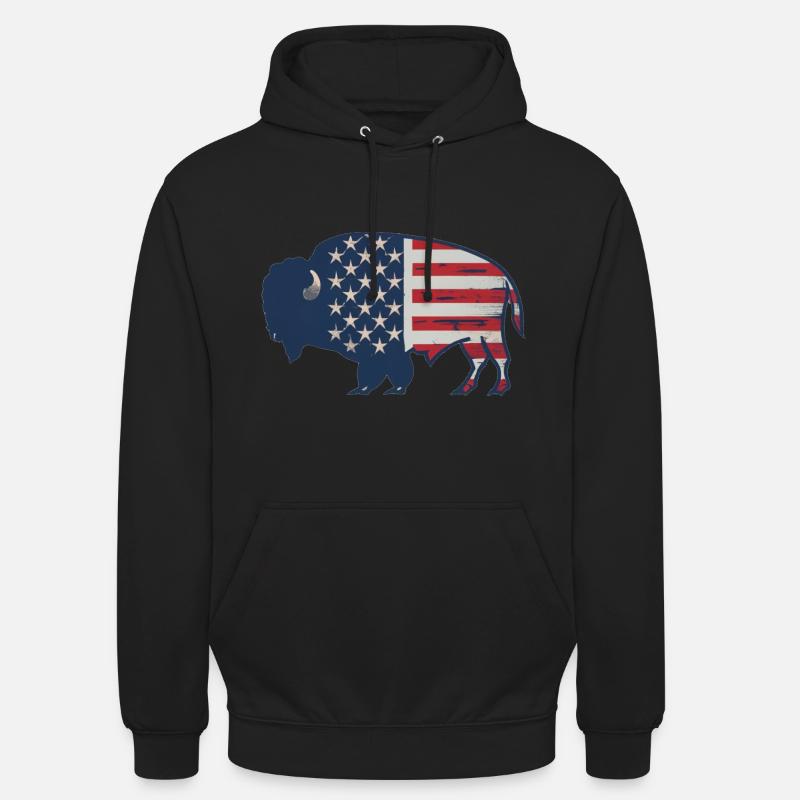 Bison - Sweat-shirt à capuche unisexe - noir