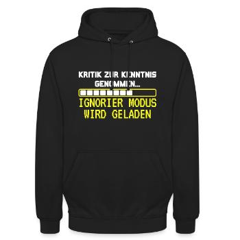 Kritik zur Kenntnis genommen Spruch - Unisex Hoodie - Schwarz - Vorne - Alina (178cm) & Michal (187cm)