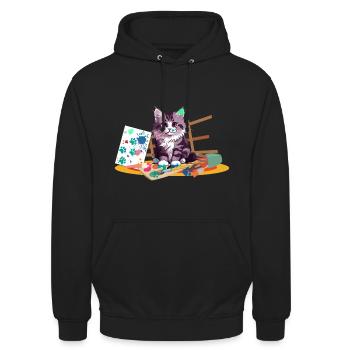Echte Farbkatze - Unisex Hoodie - Schwarz - Vorne - Alina (178cm) & Michal (187cm)