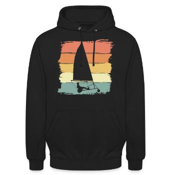 Strandsegeln retro vintage Landsegeln - Unisex Hoodie - Schwarz - Vorne - Alina (178cm) & Michal (187cm)