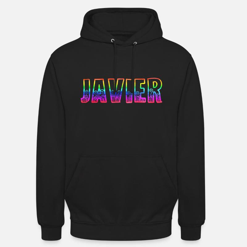 Javier RS Arc-en-ciel - Sweat-shirt à capuche unisexe - noir