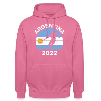 Football Argentine Coupe du Monde Drapeau de l’Argentine - Sweat-shirt à capuche unisexe - rose - Devant - Alina (178cm) & Michal (187cm)