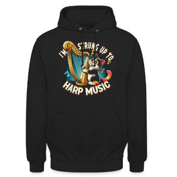 Harp Cat Pun - Unisex Hoodie - black - Front - Alina (178cm) & Michal (187cm)
