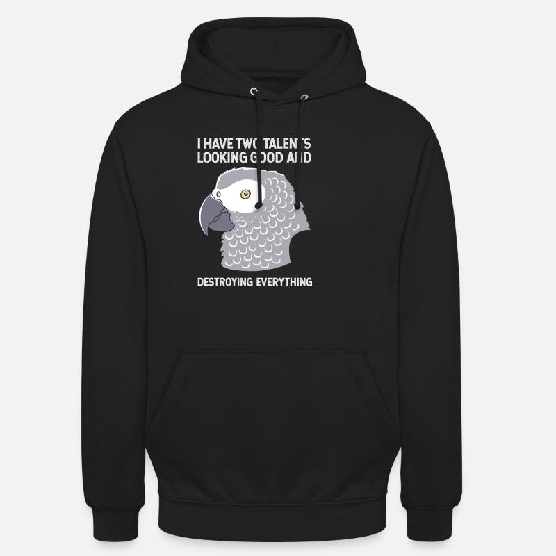 Perroquet Gris - Sweat-shirt à capuche unisexe - noir