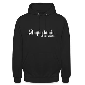 Amphetamin Ist Mein Benzin - Unisex Hoodie - Schwarz - Vorne - Alina (178cm) & Michal (187cm)