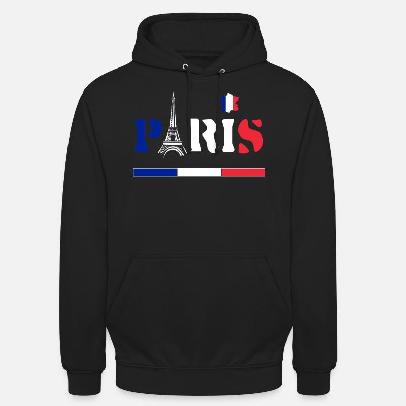 Paris Tour Eiffel,France, La Tour Eiffel - Sweat-shirt à capuche unisexe - noir
