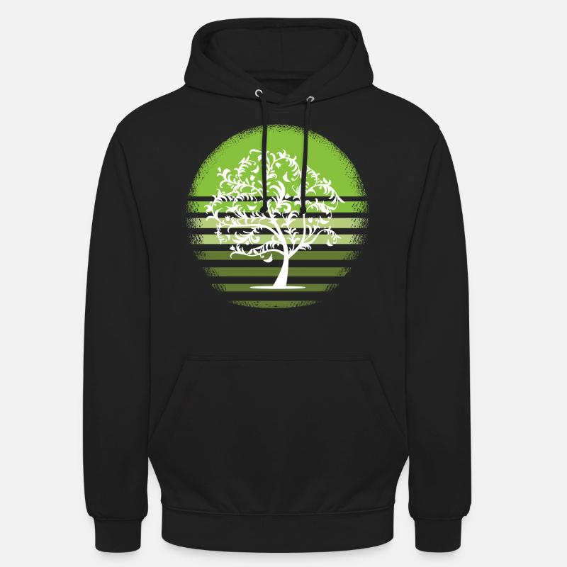 Nature arbre blanc retro feuillus coucher de soleil D - Sweat-shirt à capuche unisexe - noir
