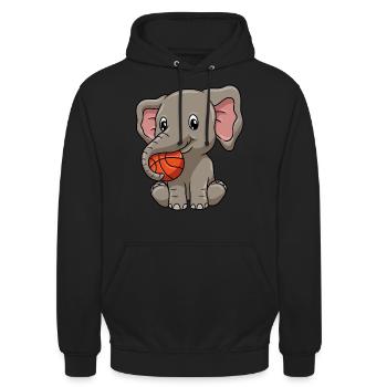 Baby Elephant aime le basket-ball - Sweat-shirt à capuche unisexe - noir - Devant - Alina (178cm) & Michal (187cm)