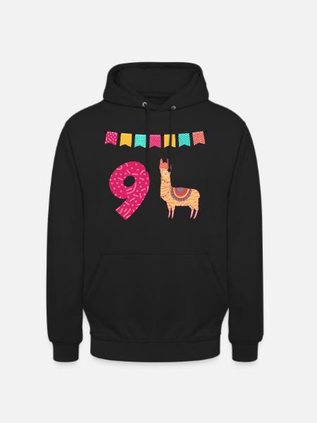 9th Birthday Lama Alpaca - Unisex Hoodie - black