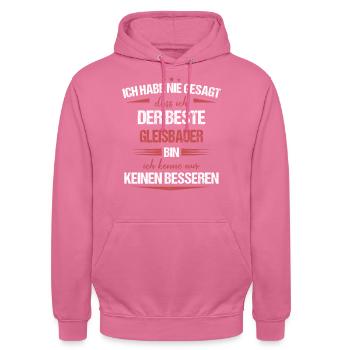 Gleisbauer Gleisbau Eisenbahn Gleise Beruf Spruch - Unisex Hoodie - Pink - Vorne - Alina (178cm) & Michal (187cm)