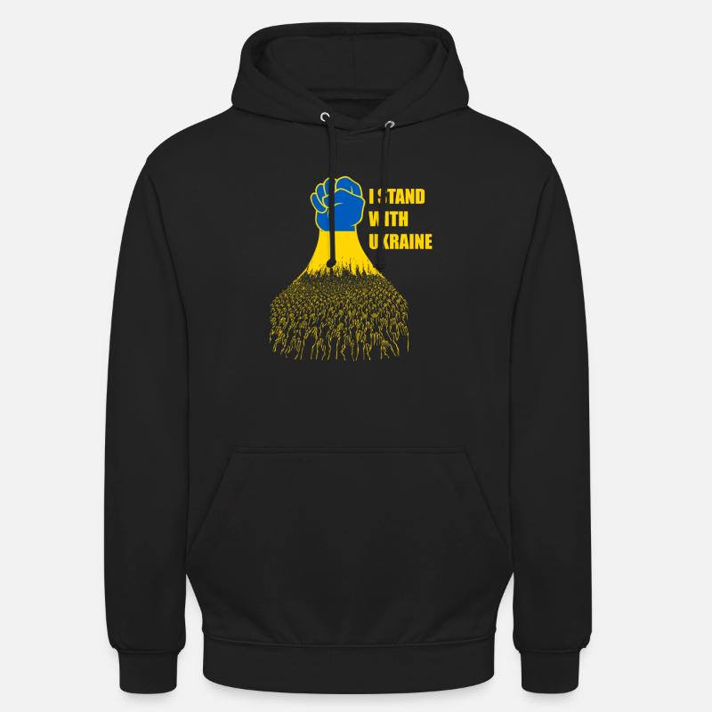 Je soutiens le drapeau ukrainien de l’Ukraine - Sweat-shirt à capuche unisexe - noir