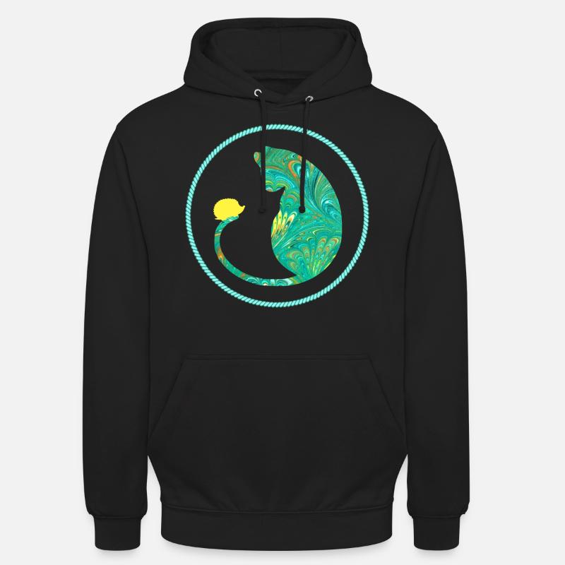 Chat avec hérisson E 71 - Sweat-shirt à capuche unisexe - noir