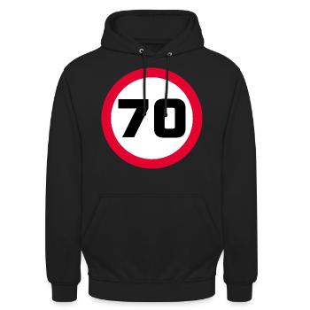 Idée cadeau du 70e anniversaire - Sweat-shirt à capuche unisexe - noir - Devant - Alina (178cm) & Michal (187cm)
