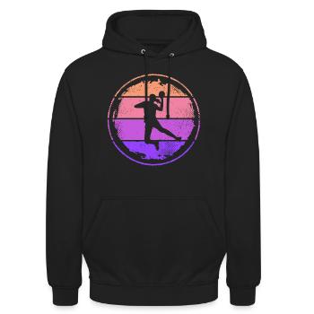 Handballspielerin Retro Mädchen Handball - Unisex Hoodie - Schwarz - Vorne - Alina (178cm) & Michal (187cm)