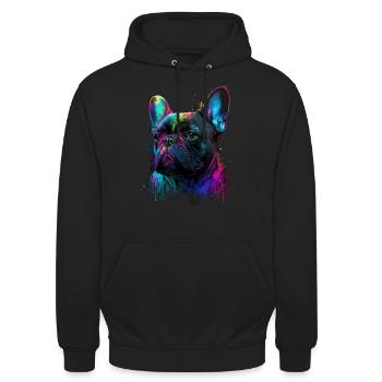 Französische Bulldogge - Unisex Hoodie - Schwarz - Vorne - Alina (178cm) & Michal (187cm)