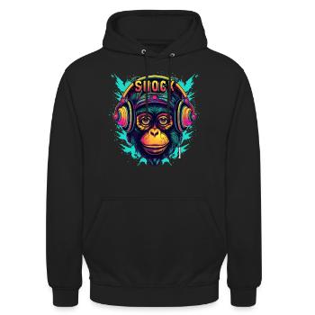 Singe DJ - Sweat-shirt à capuche unisexe - noir - Devant - Alina (178cm) & Michal (187cm)