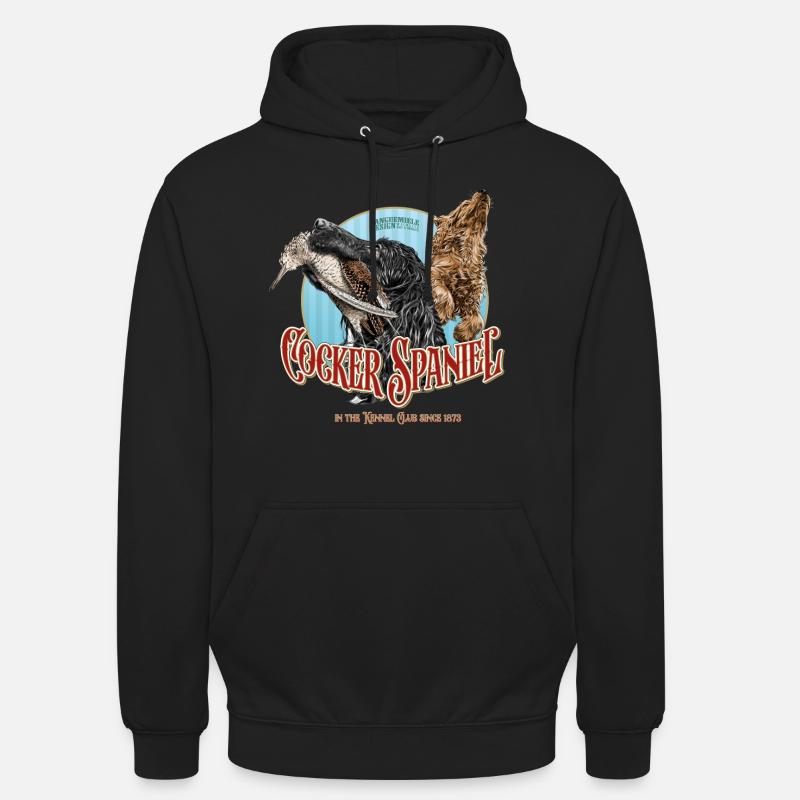 Cocker Spaniel mit Waldschnepfe - Unisex Hoodie - Schwarz