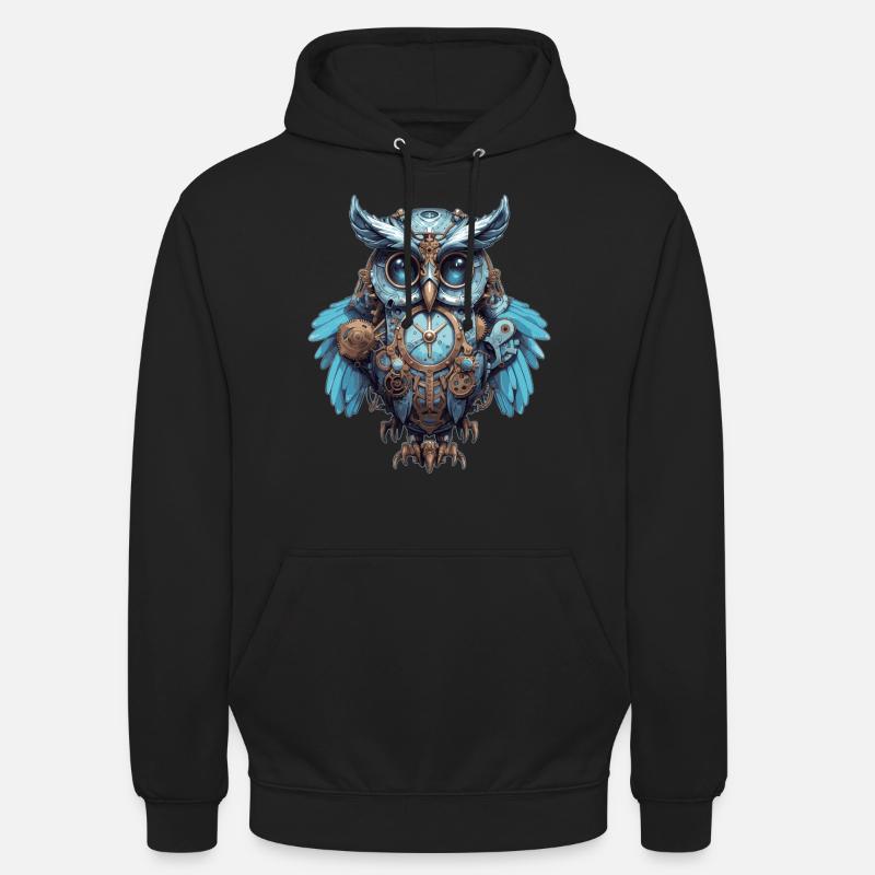 Bunte Steampunk Eule - Unisex Hoodie - Schwarz
