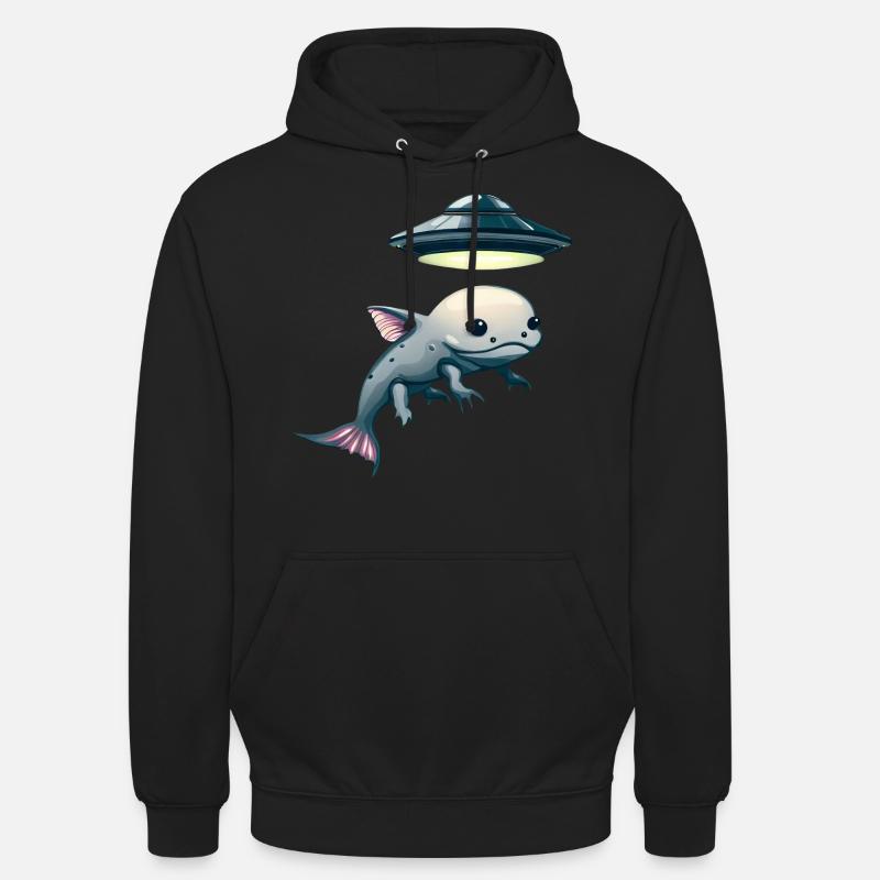 Enlèvement d’OVNI: Alien et Axolotl - Sweat-shirt à capuche unisexe - noir