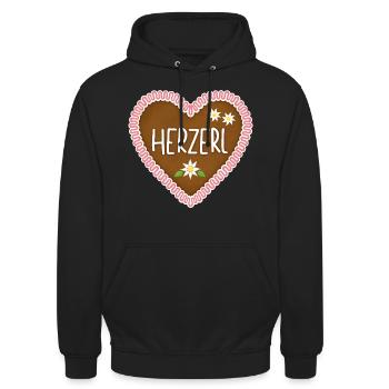 Herzerl Lebkuchenherz - Unisex Hoodie - Schwarz - Vorne - Alina (178cm) & Michal (187cm)