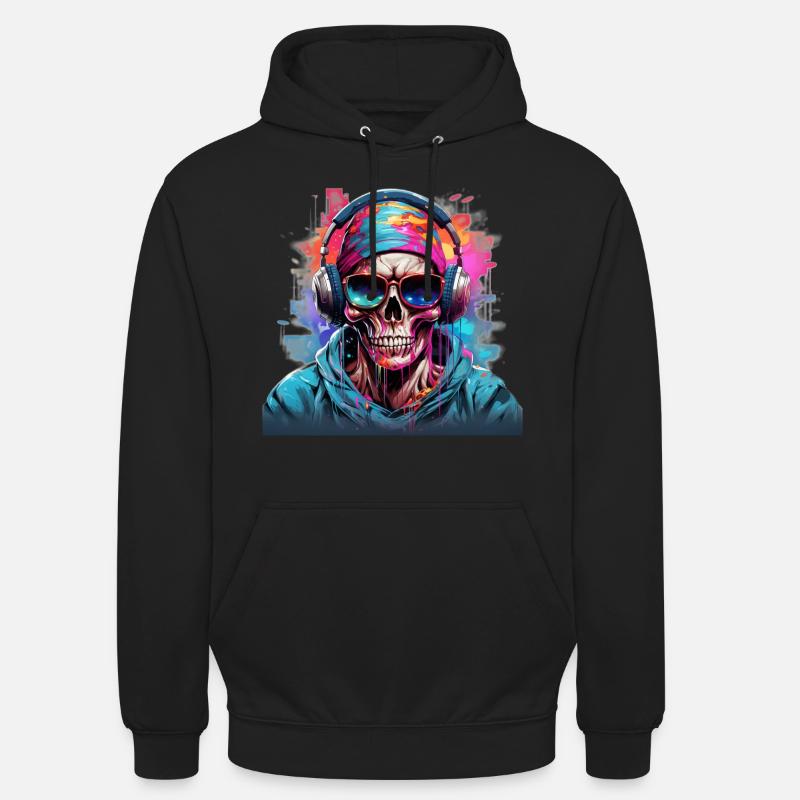 Dessin animé de crâne - Sweat-shirt à capuche unisexe - noir
